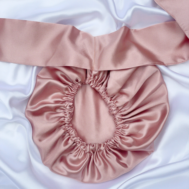 Rose Gold Satin Tie Bonnet