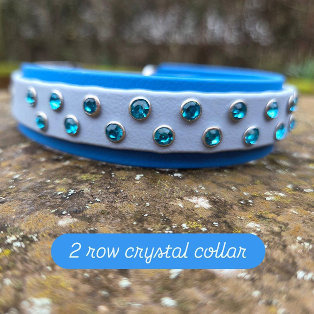 Blue 2 row double layer crystal collar to fit 12-15 ins neck