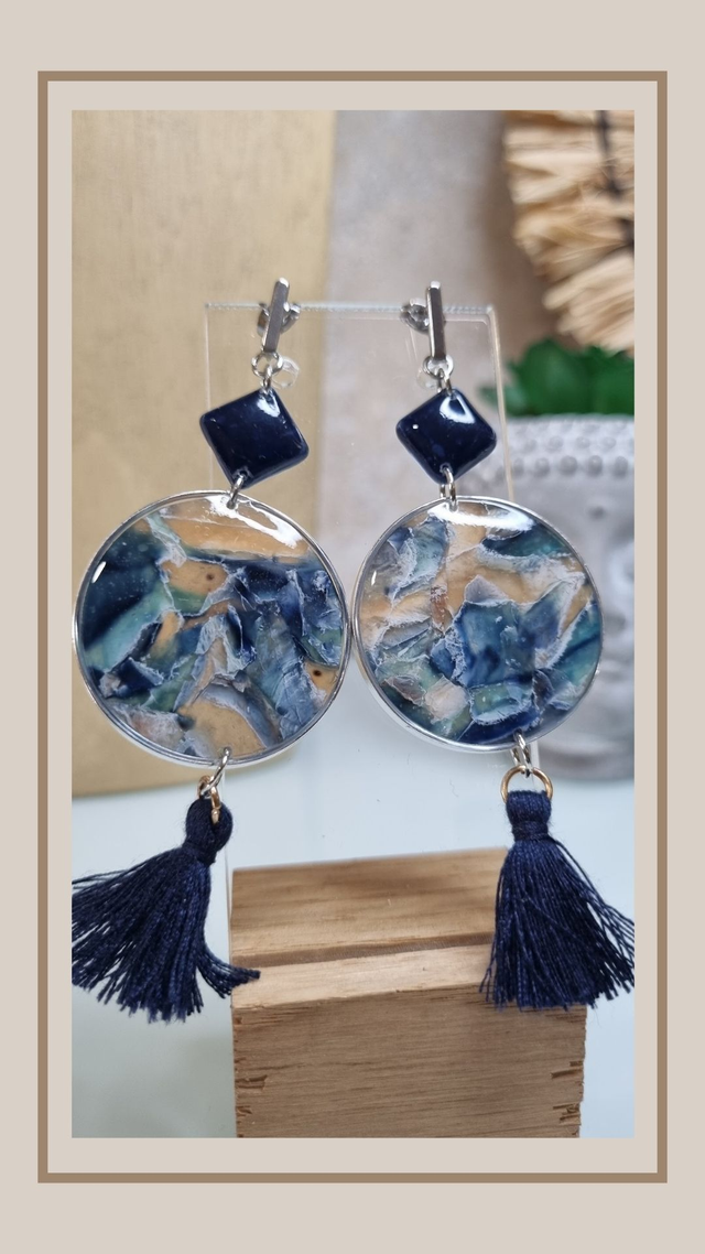 Boucles d'oreilles bleu océan 