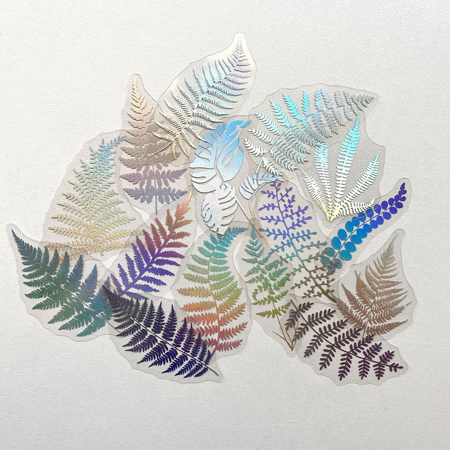 Stickers holographiques fougères - Lot de 15
