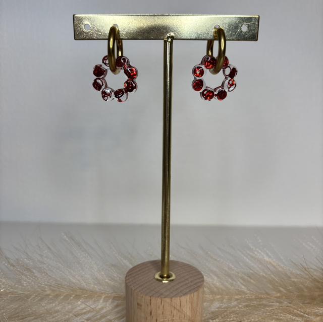 Pampilles fleur paillettes rouge 