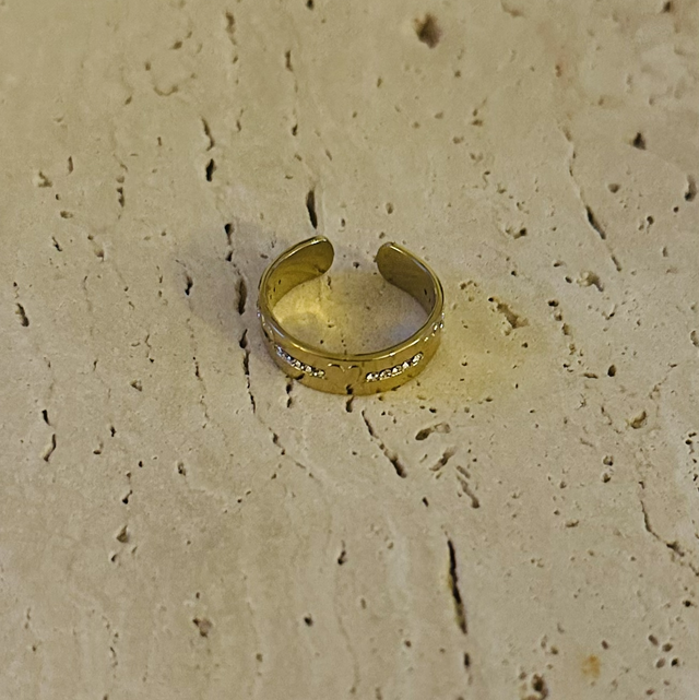 Ring hartjes/glitter goud