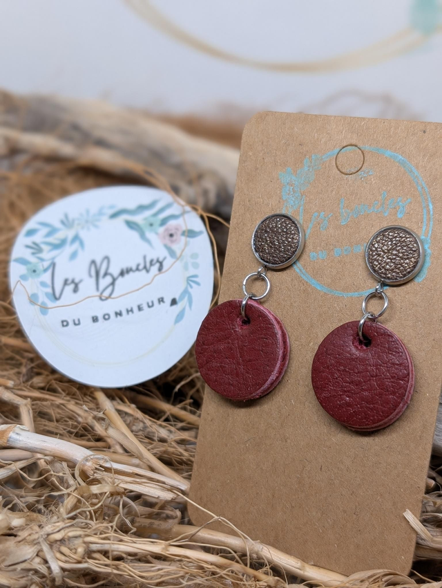 Boucles d'oreilles Mini Moon bordeaux mimo001
