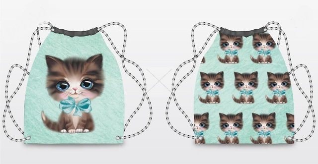 Double panneau pour Sac enfant Chat en polyester - 36x48 cm  
