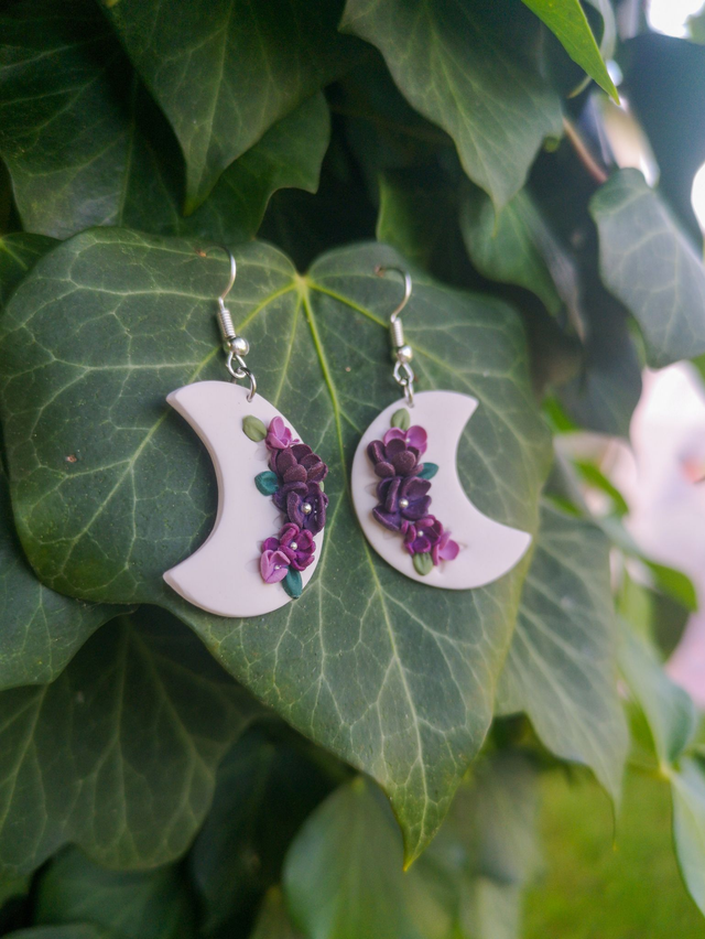 Collection Florale Prune du Jardin - Boucles d&#039;oreilles Athéna
