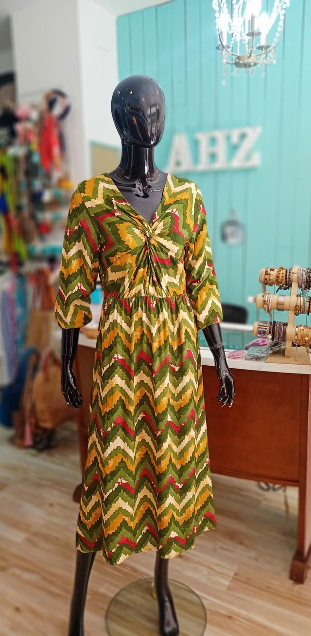 Vestido zigzag midi