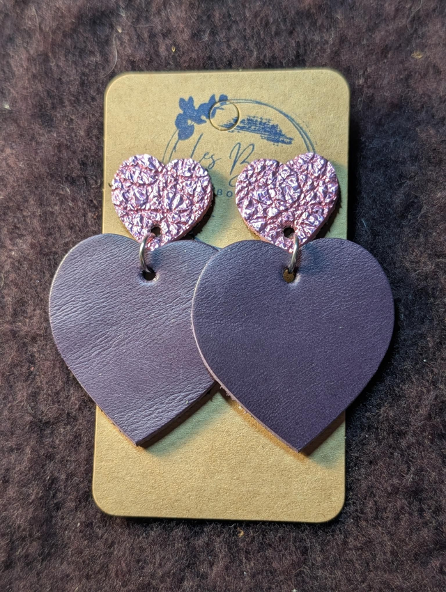 Boucles d'oreilles Louise violet rose irisé lo024