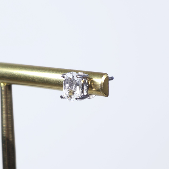 Pair of Vintage Sterling Silver 925 Small Dainty Delicate 5x4mm Oval Cut Crystal Clear Aquamarine Gemstone March Birthstone Stud Earrings