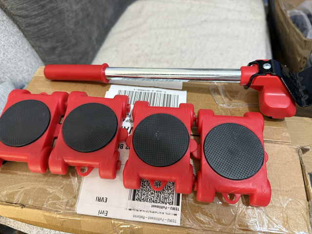 Set a four wheels for moving large household items with handling Rod