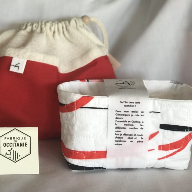 Panier avec 5 lingettes - motifs exclusifs - coton bio français - démaquillage ou soin de bébé 