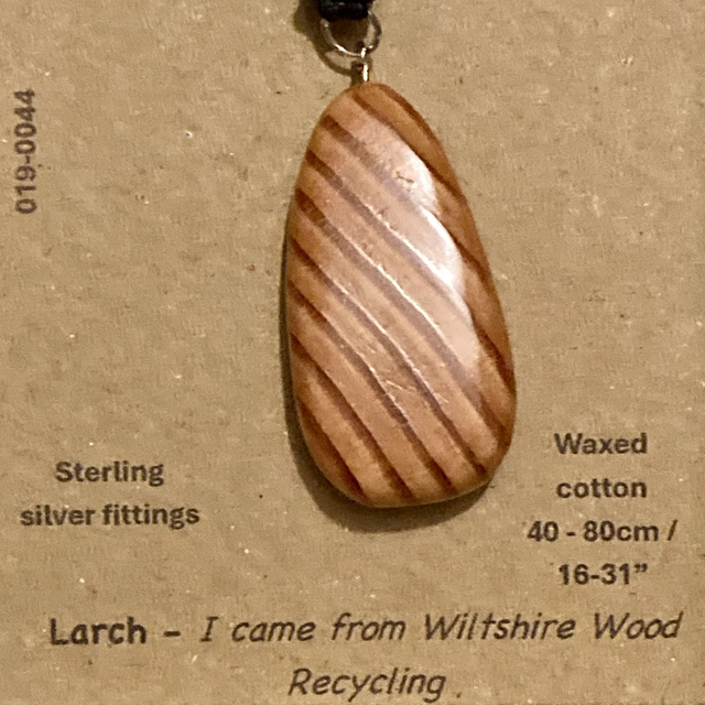 Larch - Teardrop stripy humbug pendant - I was from Wiltshire Wood Recycling [019-0044]