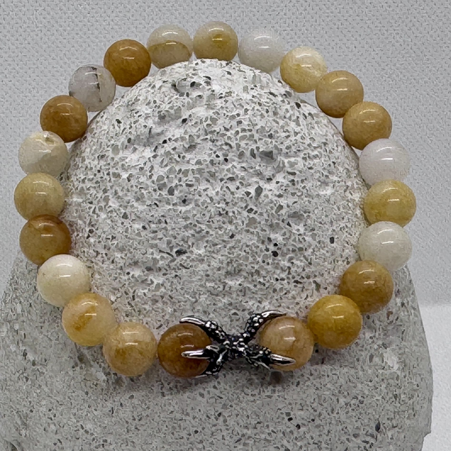 Bracelet en aventurine orange &amp; griffe de dragon en acier inoxydable – l’élan maîtrisé