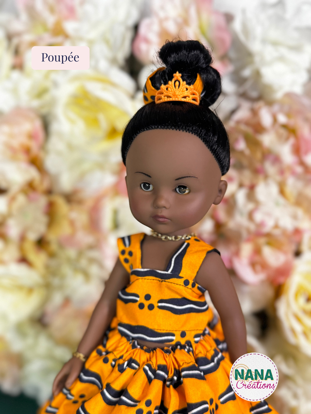 Poupée Corolle “Les Chéries” 33 cm – Robe faite main en tissu wax