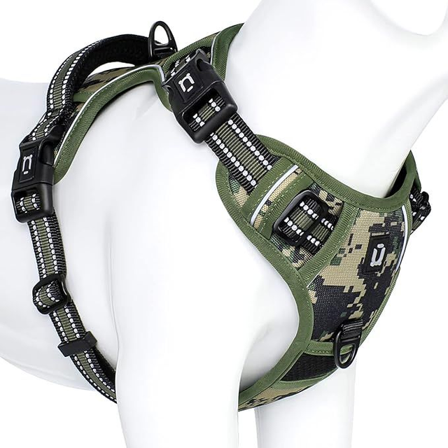 XL Camouflage Green Reflective Dog Harness