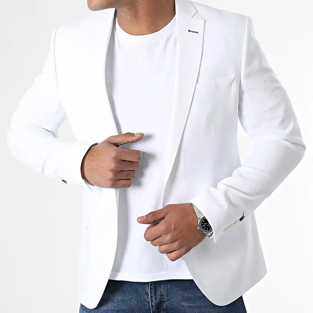 BLAZER HOMME MACKTEN EN LIN BLANC