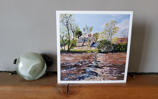 Lealholm Stepping Stone, Esk Valley. Art card/ Coaster.