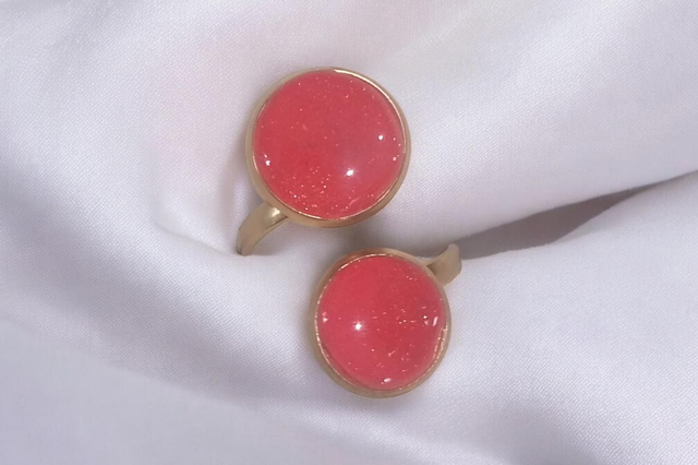 Bague extensible doré / rouge 