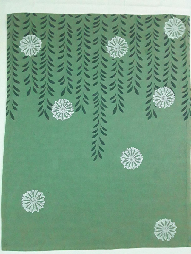 Essuie-main en lin céladon LIERRE et PÂQUERETTES 