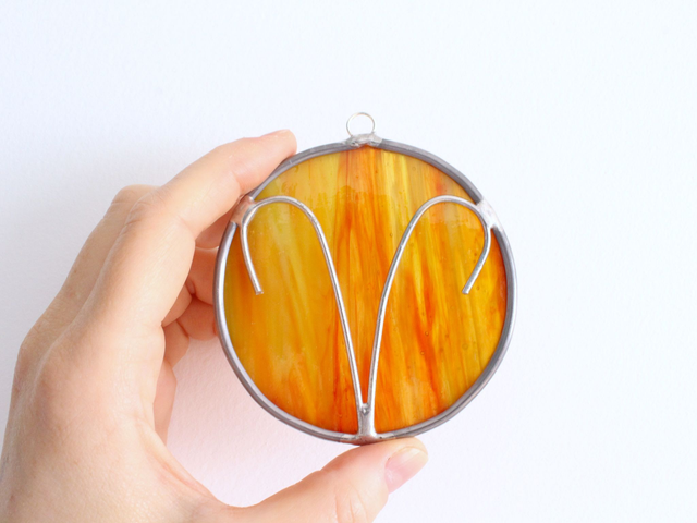 ♈ Suspension astro &quot;Bélier&quot; en vitrail