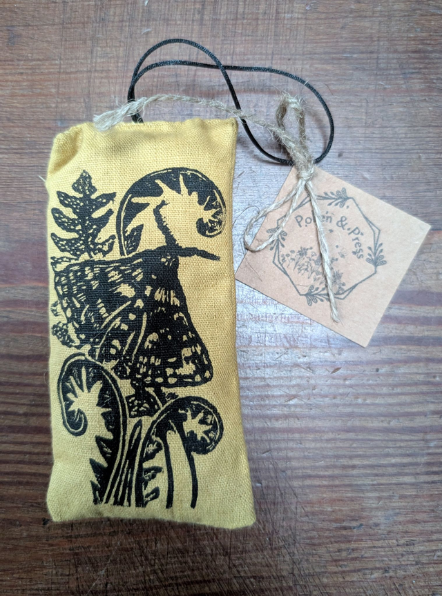 Lavender & Cedarwood Sachets - Original lino print moth