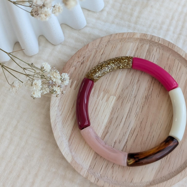 Bracelet Lisa bordeaux fushia glitter 