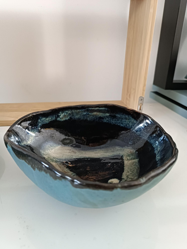 Vendu Céramique bol   vert bleu  triangle 