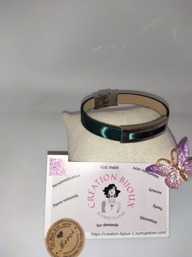 Bracelet similicuir vert