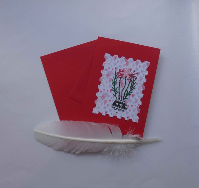 Le bouquet de fleurs en broderie sur papier