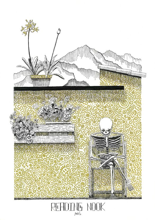 READING NOOK - édition limitée - illustration noire et dorée - a4