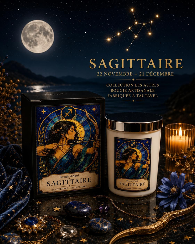 Bougie Zodiaque Sagittaire – Cachemire &amp; Soie – 160 g