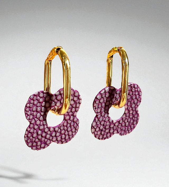 Créoles à fleur Violette 