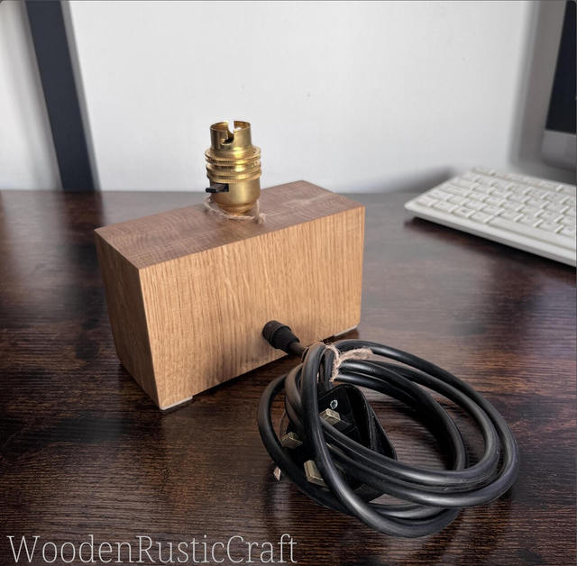 Solid Oak Bedside Lamp Base | Rustic Lamp Base