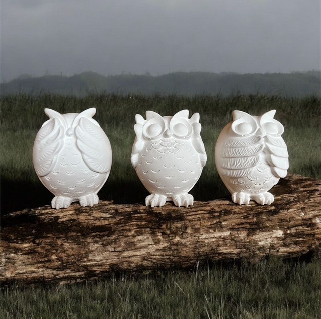 3er-Set Stand Eulen Figuren "nichts hören - nichts sehen - nichts sagen"