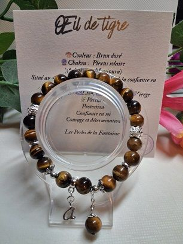 Bracelet en Œil de Tigre Jaune + carte chakra incluse