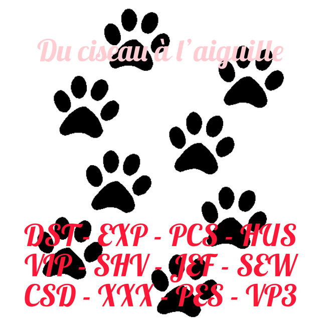 fichier broderie Patounes - Cadre 10x10 / 12 Formats