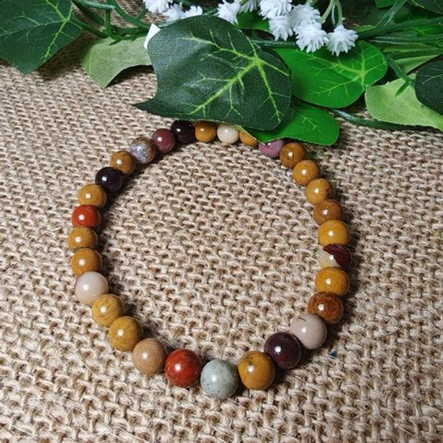 Bracelet 6mm jaspe mokaïte 