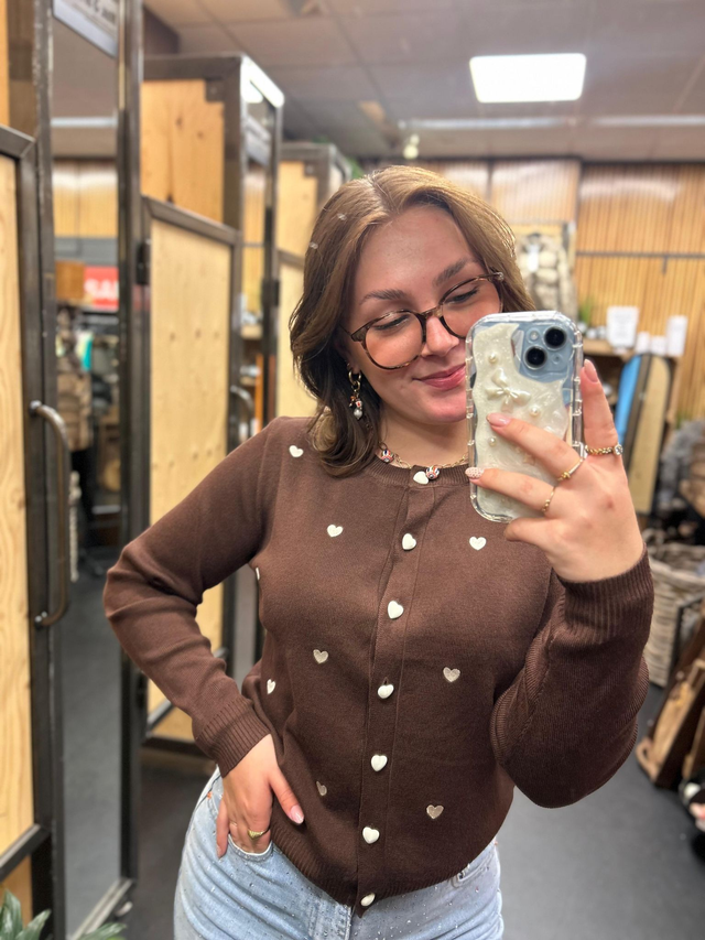 Vestje met hartjes choco