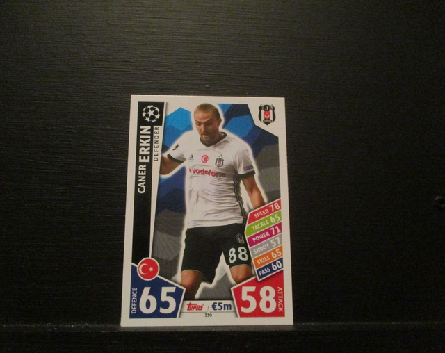 Caner Erkin - UEFA Champions League Match Attax 2017/18 Original Trading Card #330