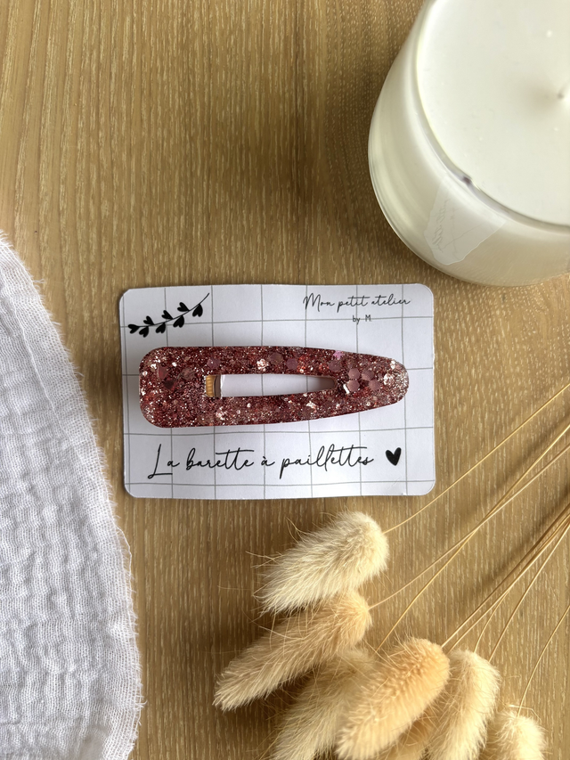 La barette à paillettes - Or rose