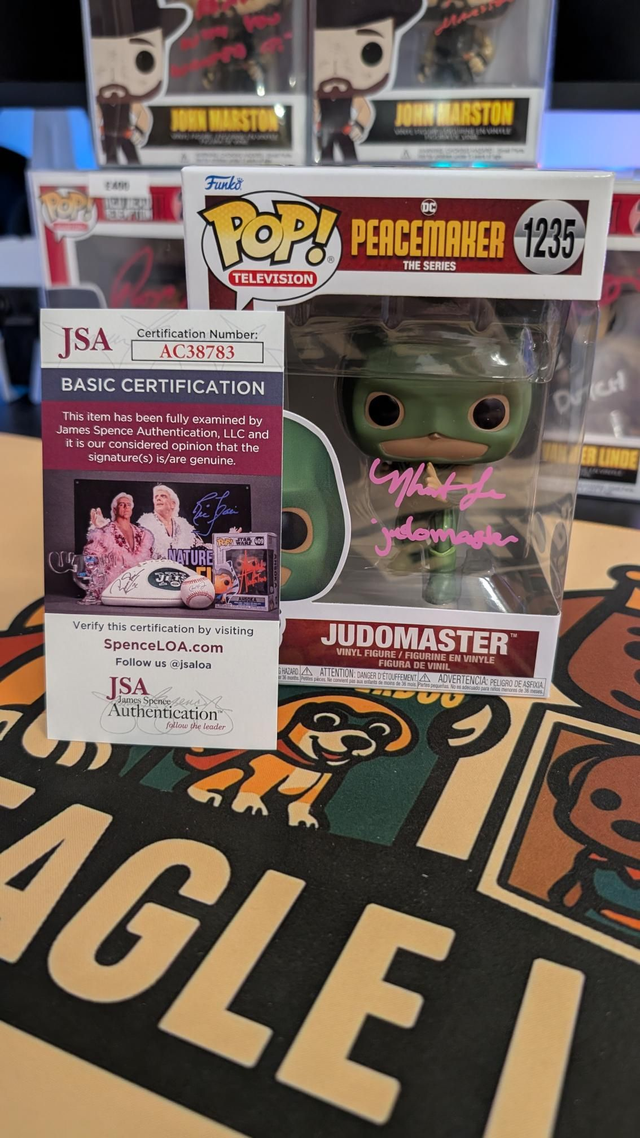 Funko Pop DC Peacemaker Judomaster 1235 Signed by Nhut Le with JSA COA 