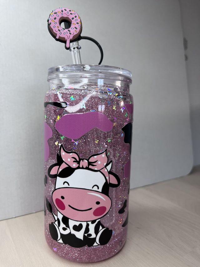 CANETTE GOBELET BOULE A PAILLETTES   VACHE 