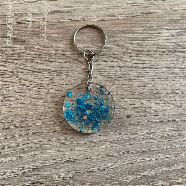 Porte-clés rond fleur