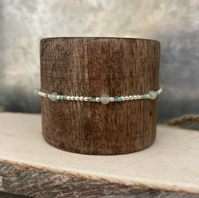 Bracelet Tons argent/ turquoise africaine 