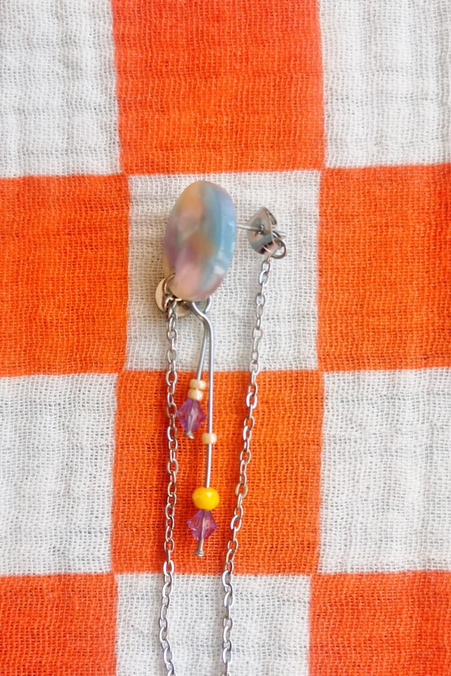 Boucles d'oreilles Puces Multicolores Bleues