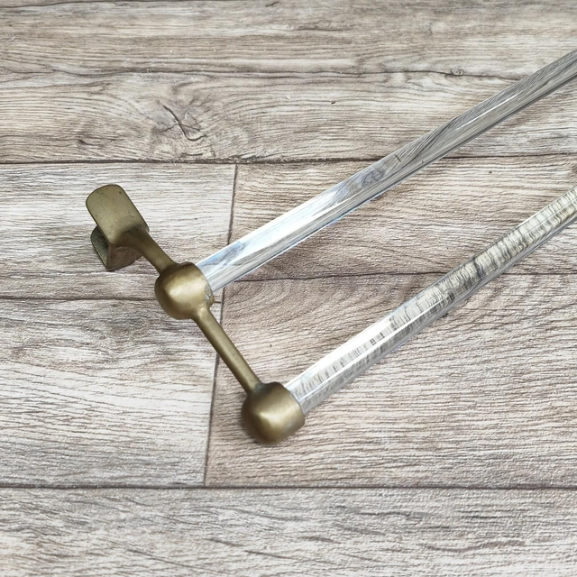 Antique Glass &amp; Brass Towel Rail