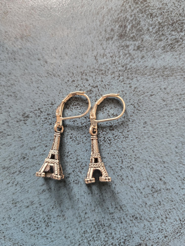 Earrings silver 3D Eiffel tower