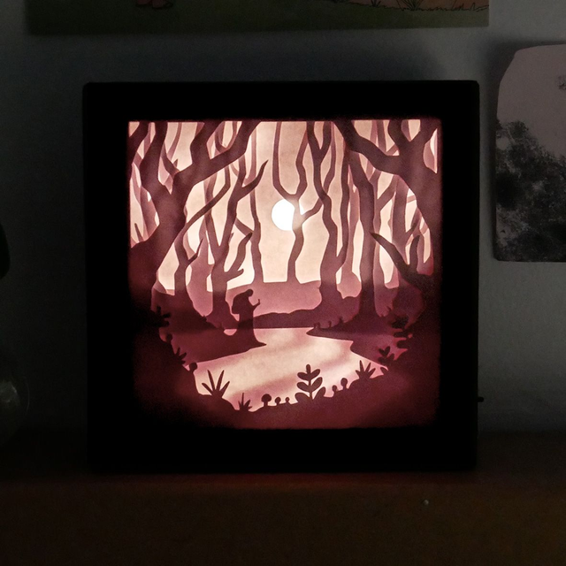 Veilleuse en papier découpé - Forêt