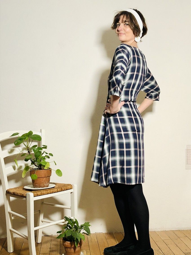 Robe MiKdo viscose carreaux marine