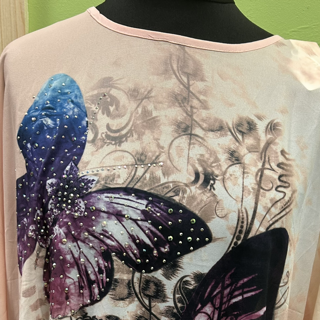 Italy Moda - Pink Chiffon Top - Size L/XL - 1734