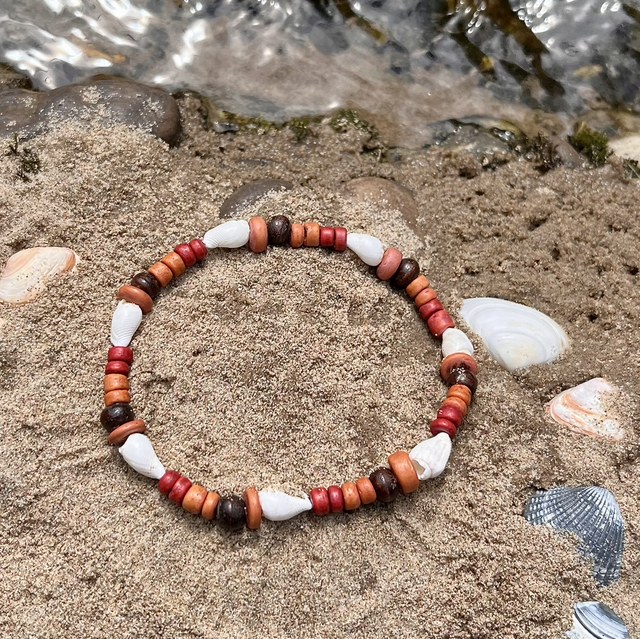 Enkelbandje hout &amp; wulk